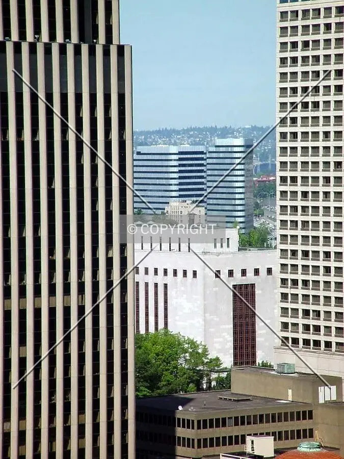 In the distance, tallest in the trendy office complex