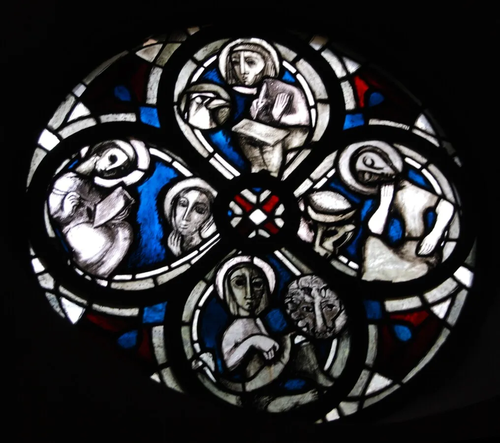 Gray colored stained glass window