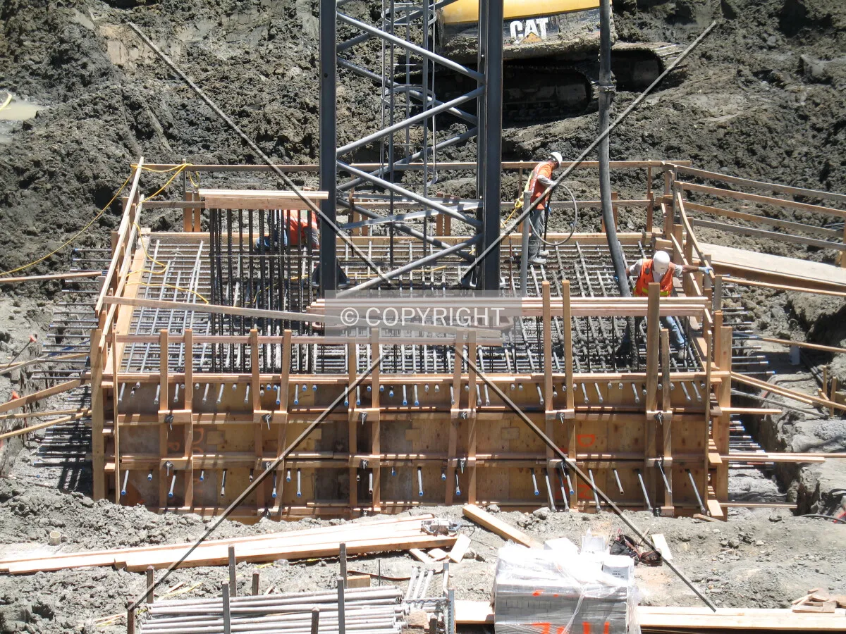 Pouring the foundation for the crane tower