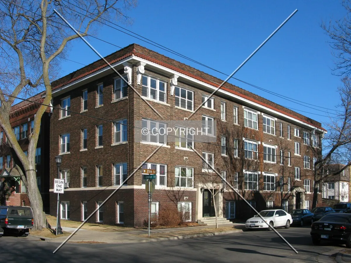 View to the northeast across Emerson Avenue South and West 25th Street