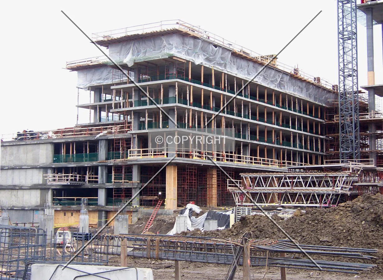 Base and lower floors of the Elm Tower from the northwest
