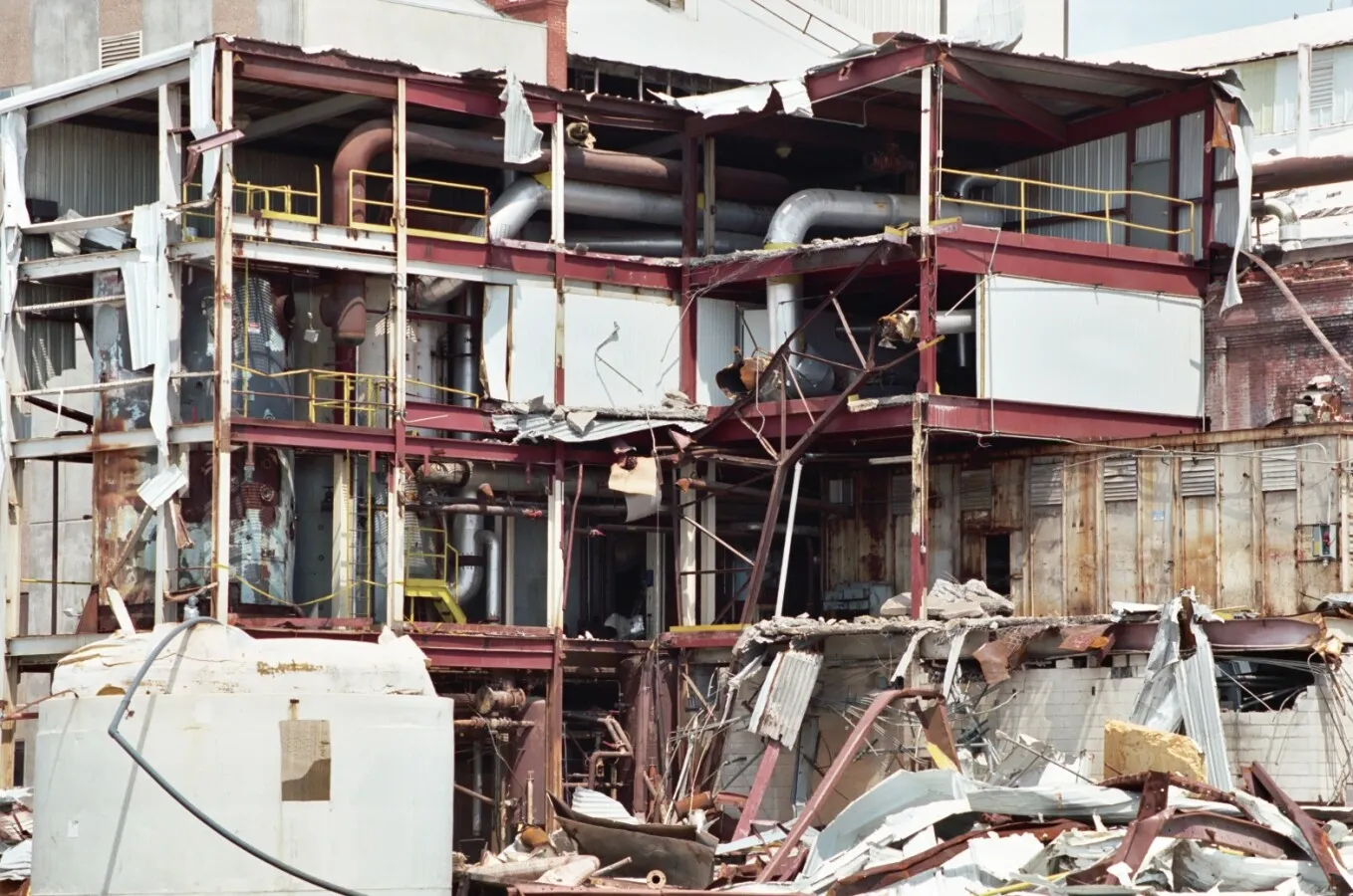 Looking northeast as the factory is demolished