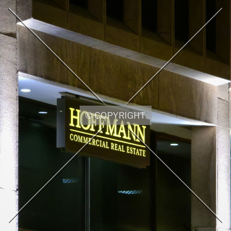 Signage at night from the southwest, Sunday, July 12, 2026
