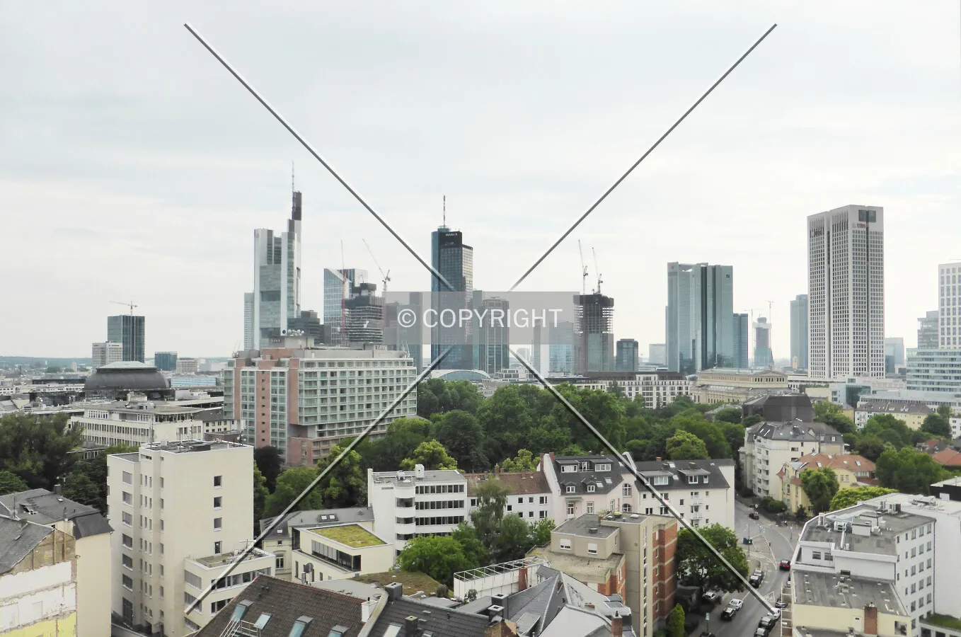 Frankfurt panorama including skyscrapers