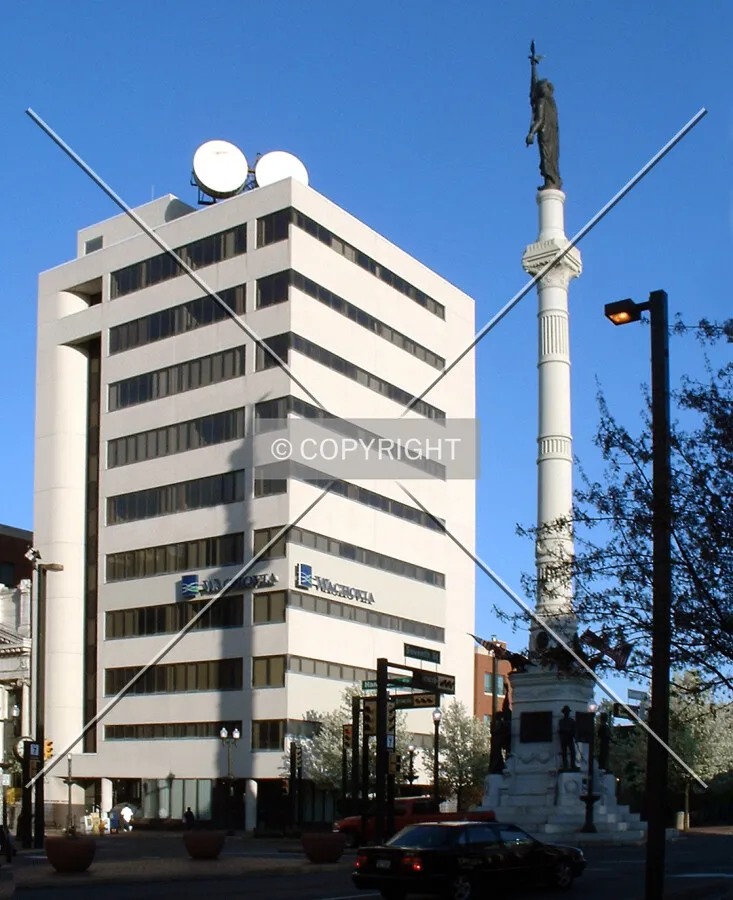 View southeast across Center Square with the Soldiers and Sailors Monument