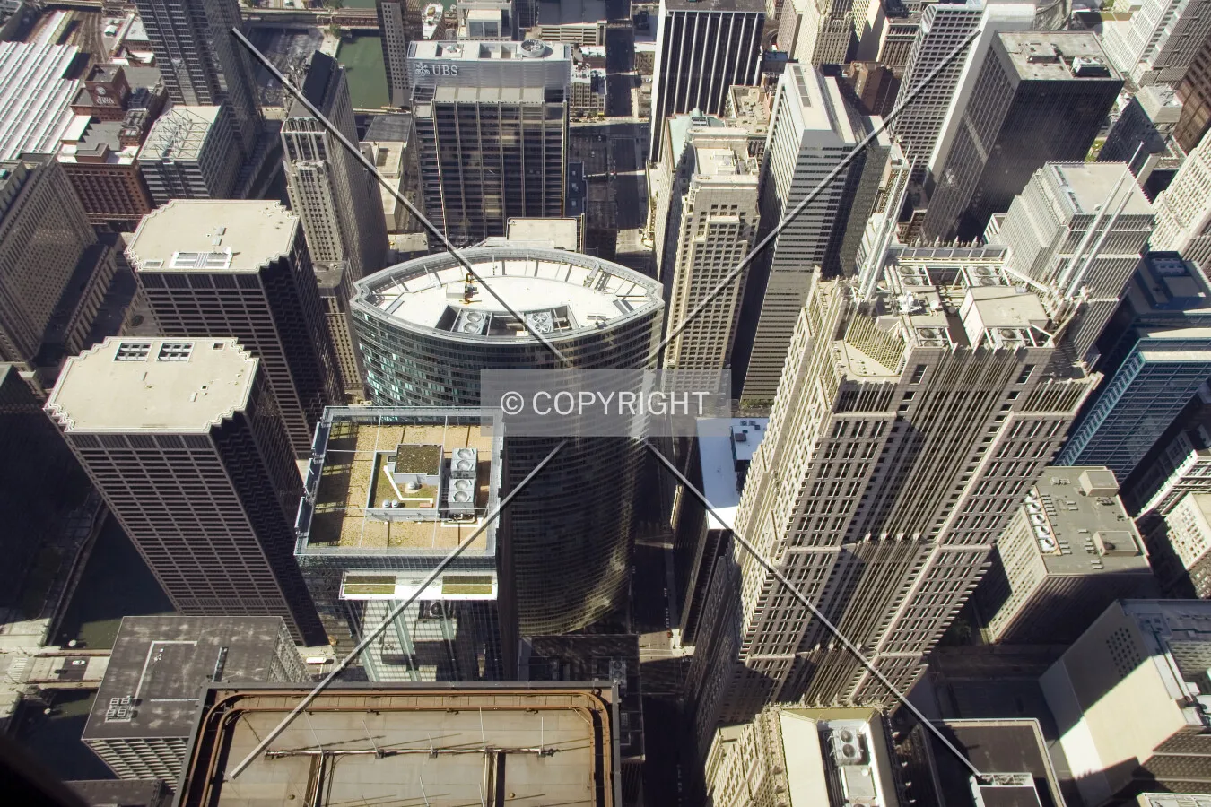 Looking down from Sears Tower's observation deck