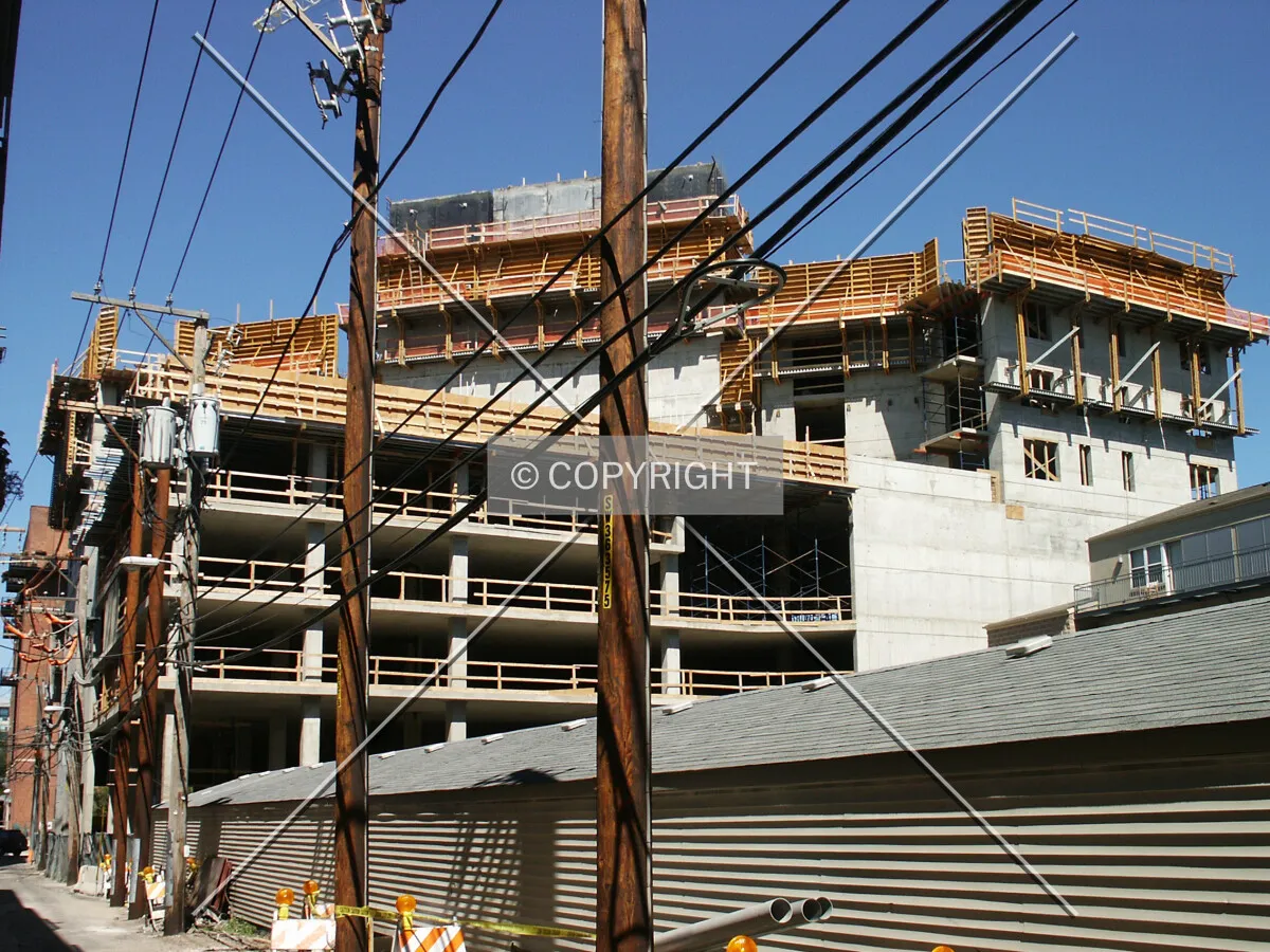 Looking north from the alley