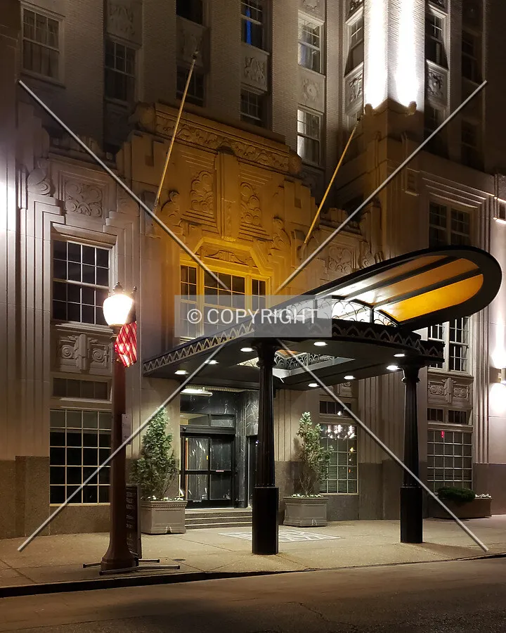 North entrance at night; June 6, 2018