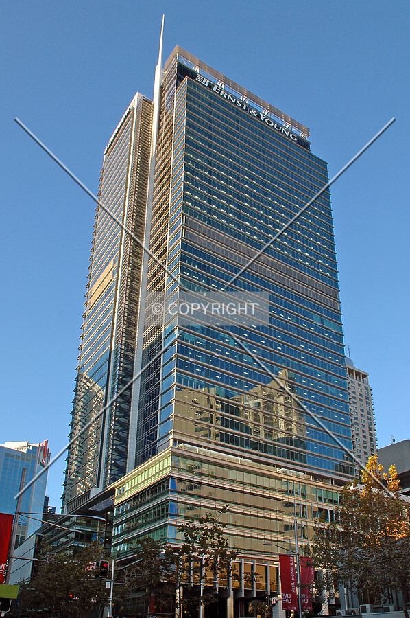 Looking up the southwest corner