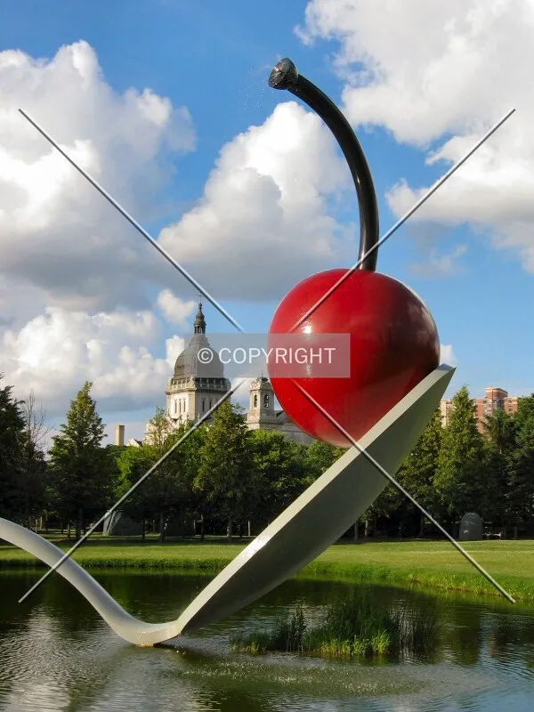 View to the northeast from the Minneapolis Sculpture Garden, past Spoonbridge & Cherry