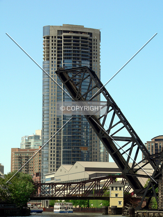View to the north from the split in the Chicago River