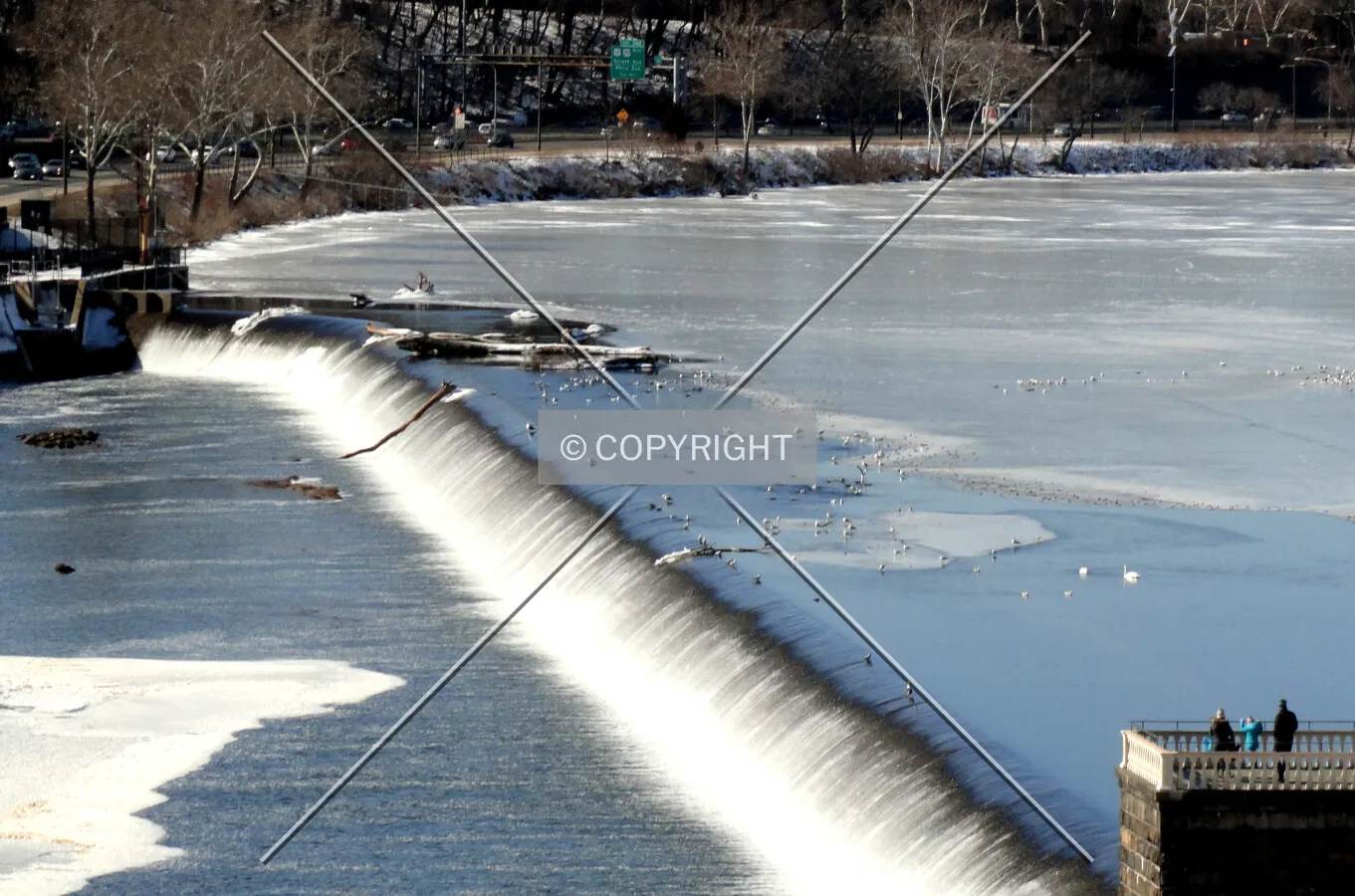 From the east spanning a partially frozen Schuylkill River