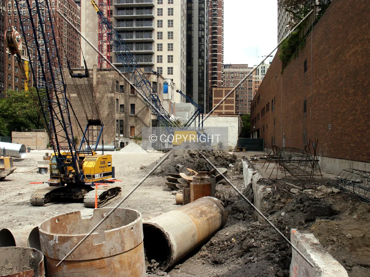 Looking north along the east side