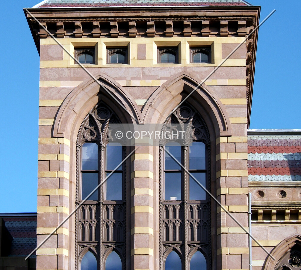 Tower details from the northwest