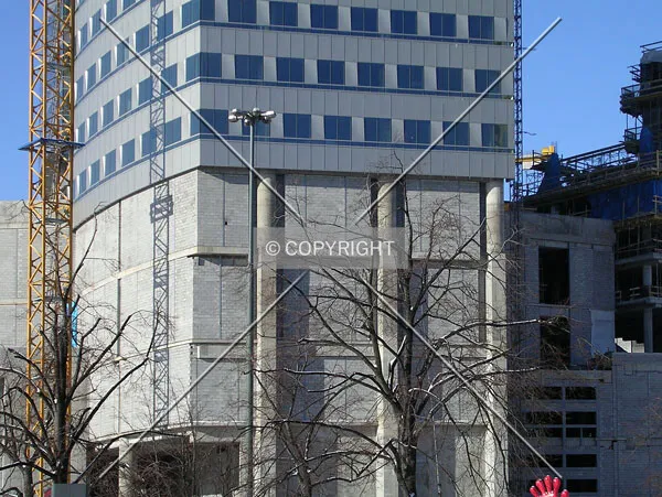 Load-bearing concrete pillars on the east side