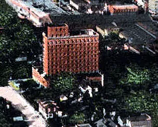 View from the south before addition of the western wing