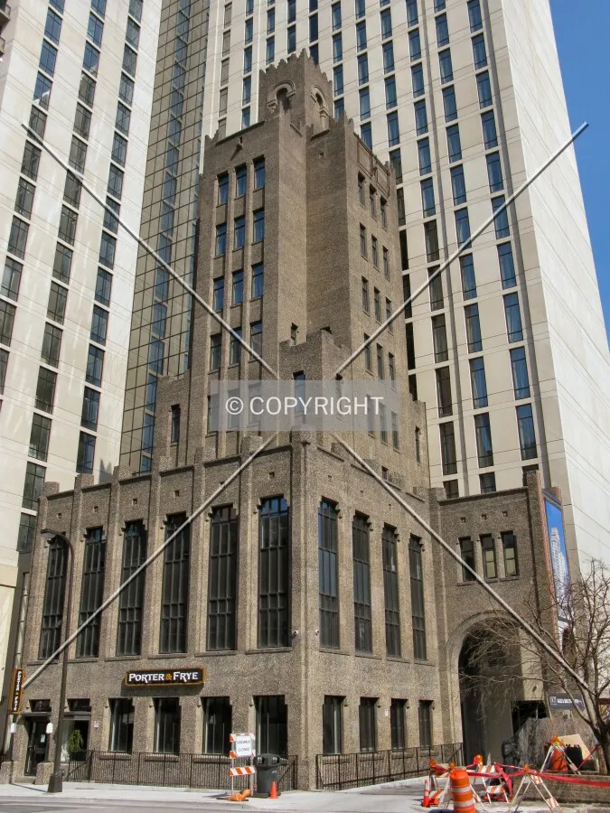 Looking up the southwest corner