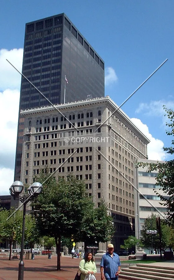 View to the northeast from Courthouse Plaza, Kettering Tower in the background