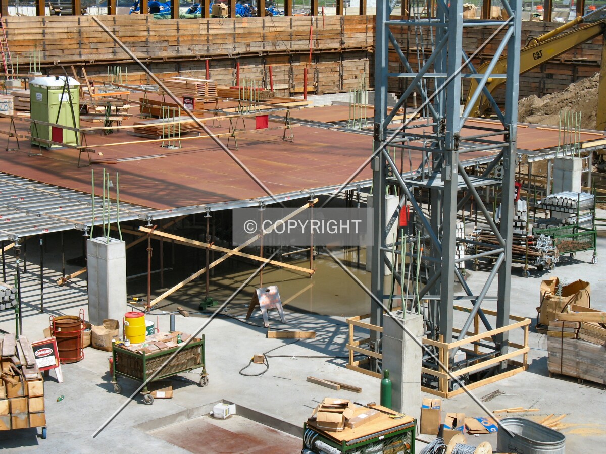 Base of the tower crane, and prepping for the next concrete slab