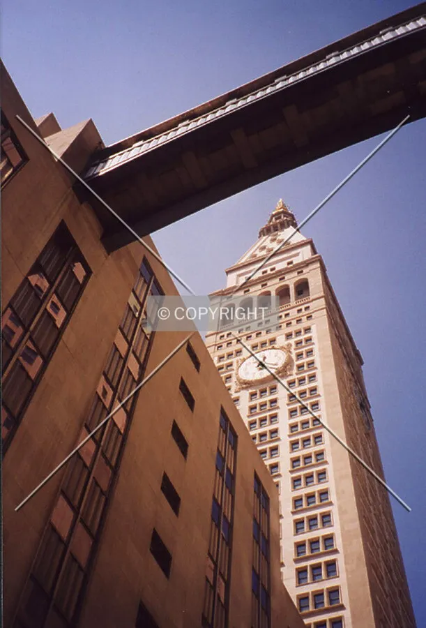 View of bridge (connecting north building and south building) and tower