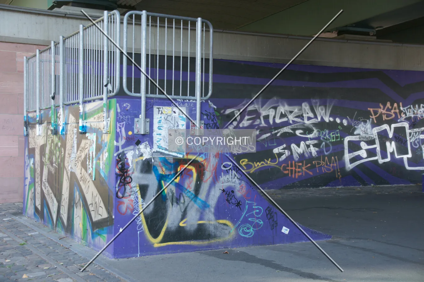 A half-pipe with graffiti
