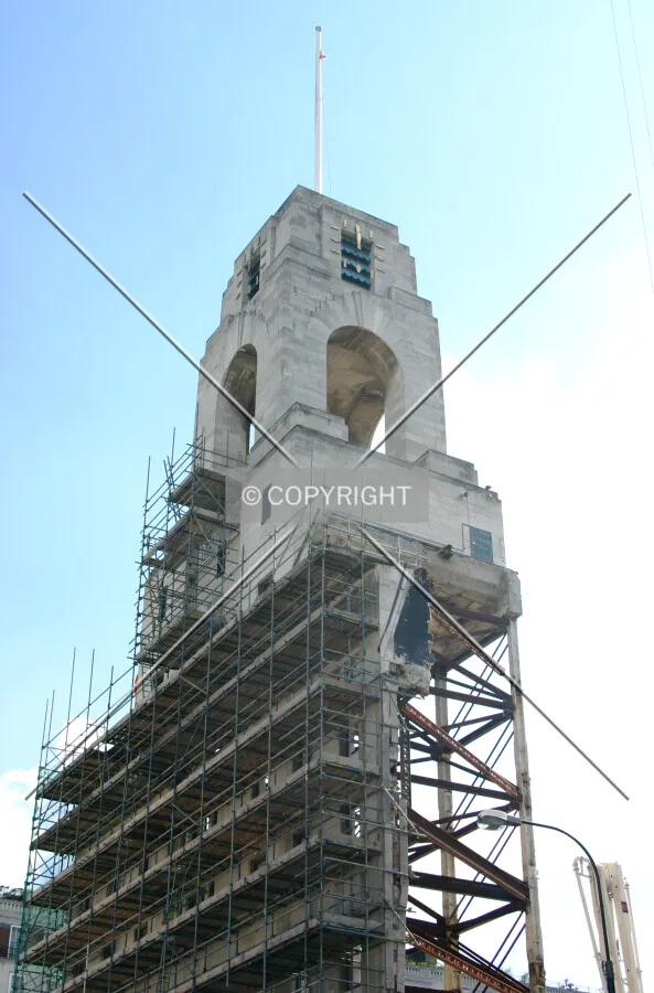 Shoring work on the retained façade and clock tower from Baker Street