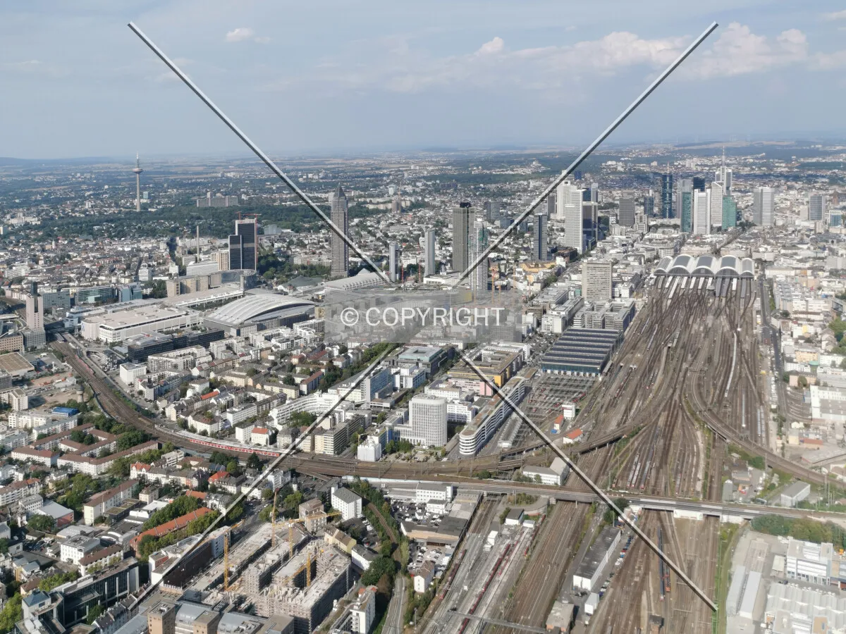 Flight with a helicopter over Frankfurt