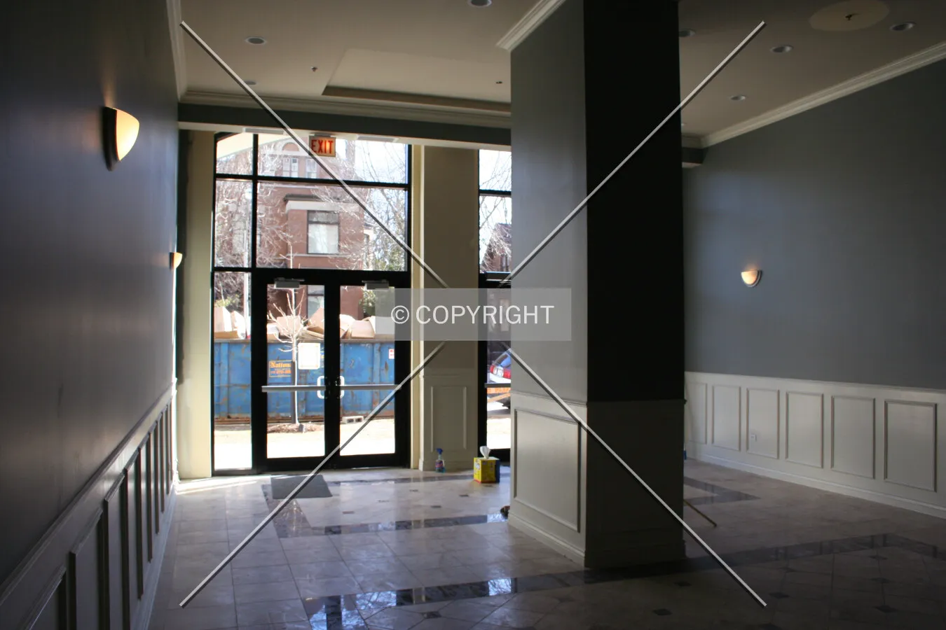 Looking south through the lobby