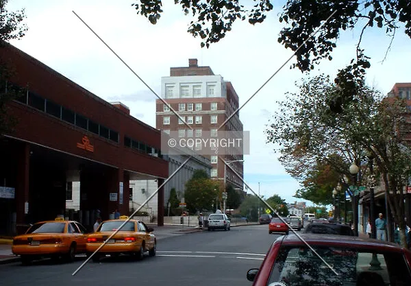 View from the southeast along Pleasant Street