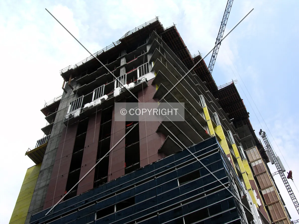 Looking up the northeast corner