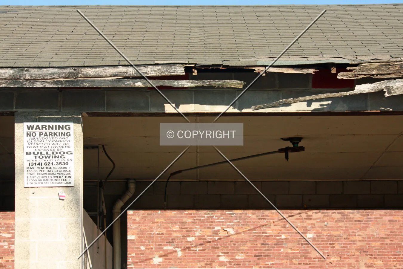 Roof decay from the west; October 20, 2015