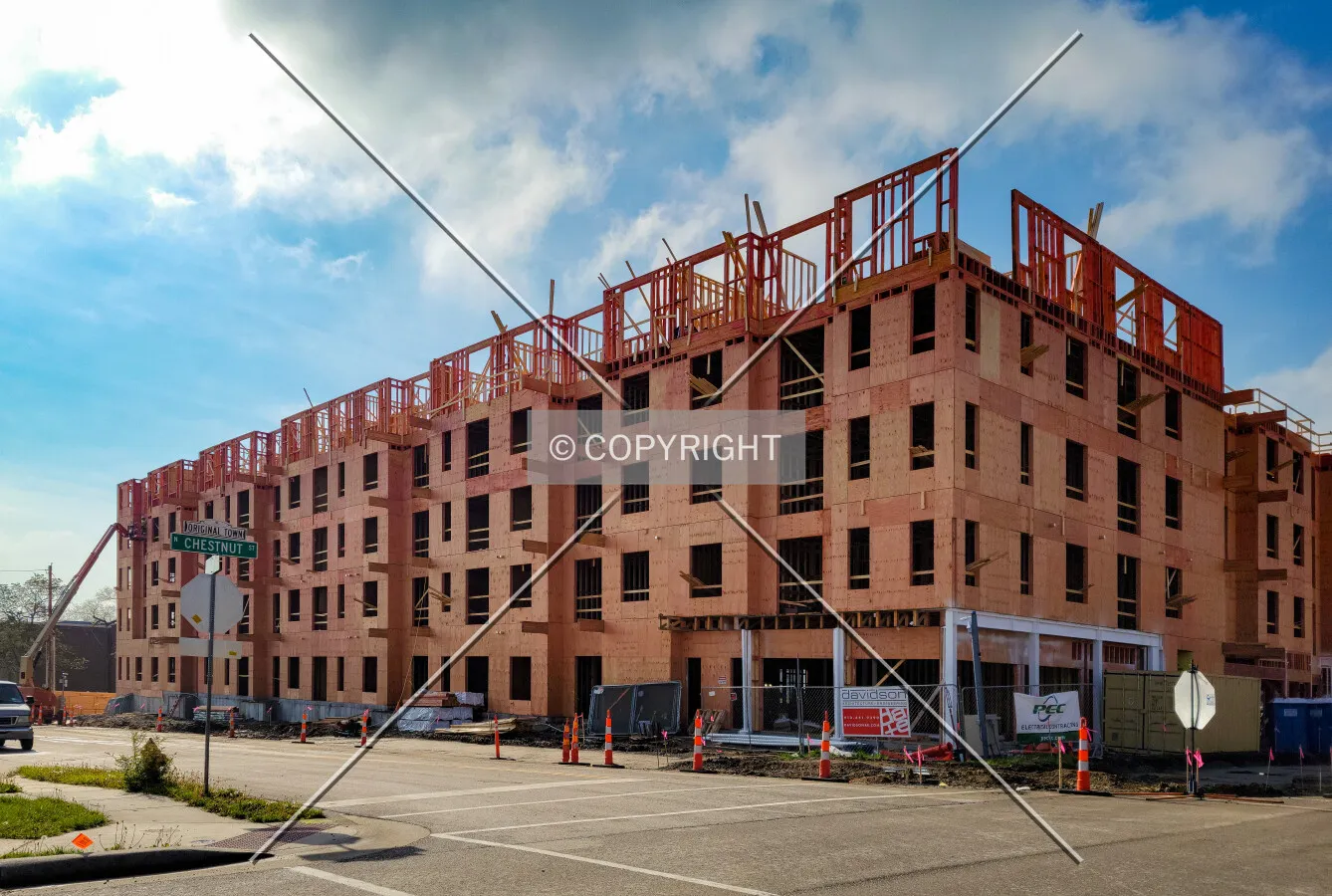 From the northwest during construction; April 24, 2021
