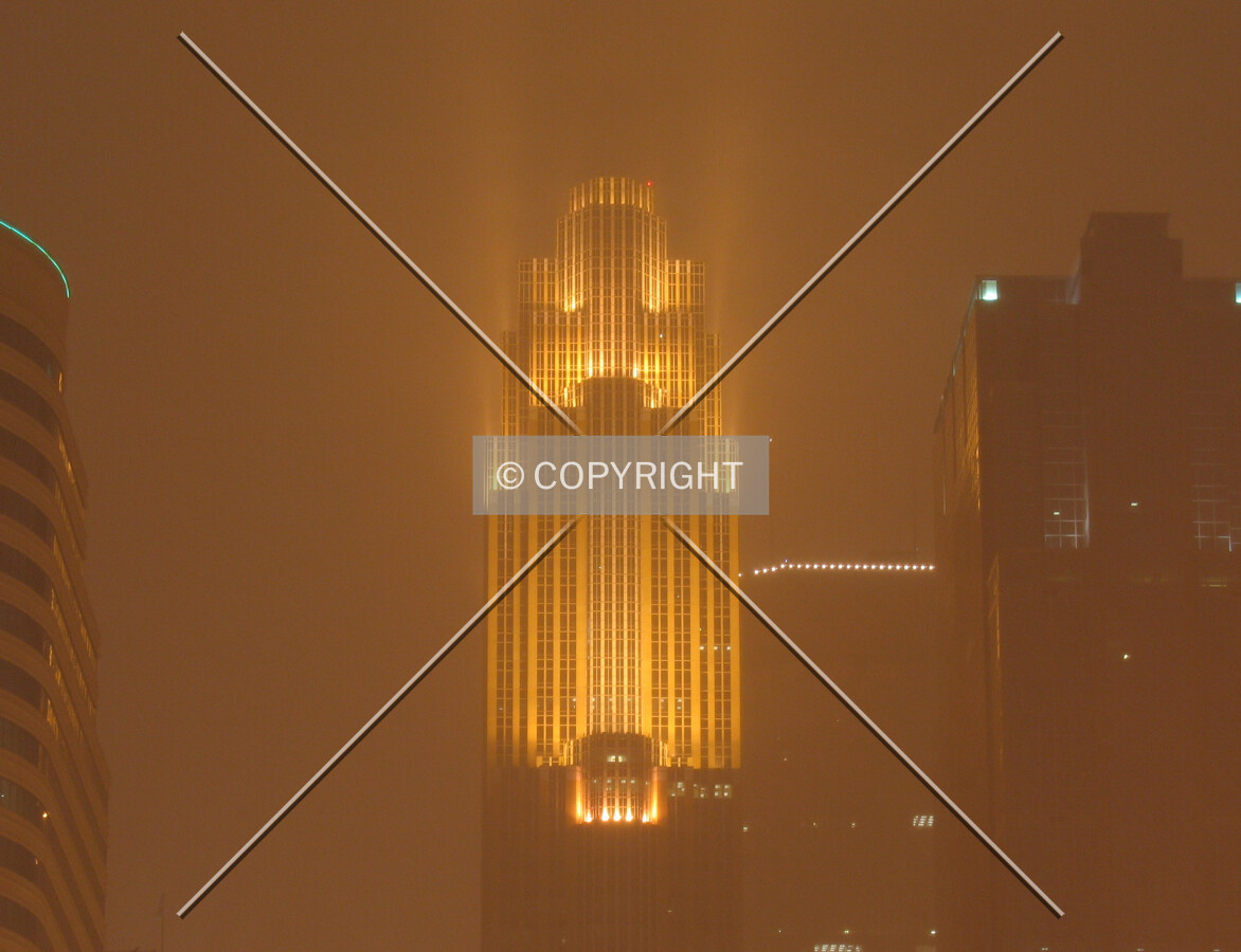 A beacon lights up the winter sky