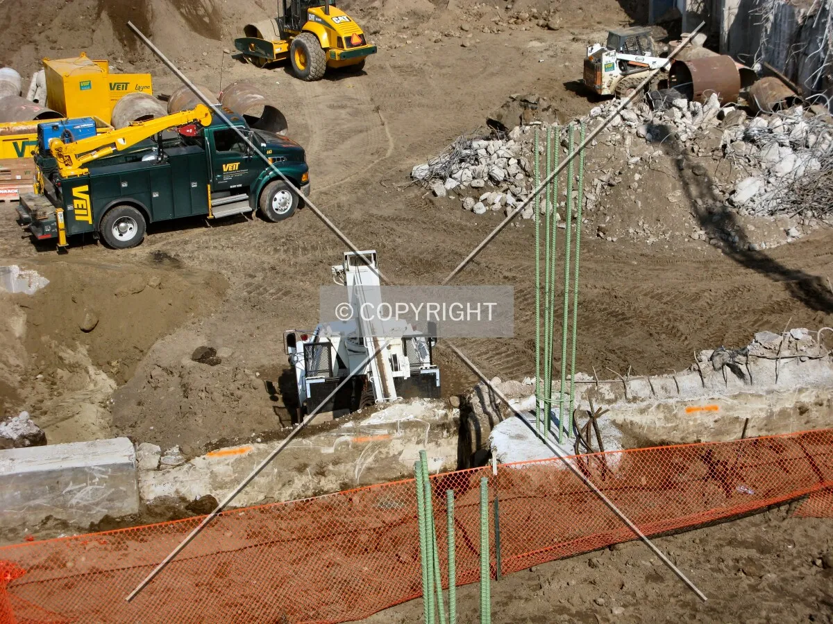 The building pit and caissons from the Washington Avenue bridge