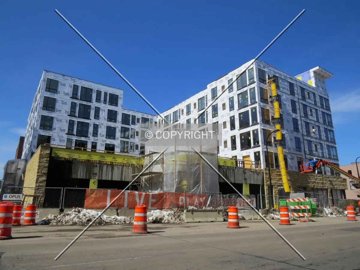 View to the northwest across 1st Avenue North