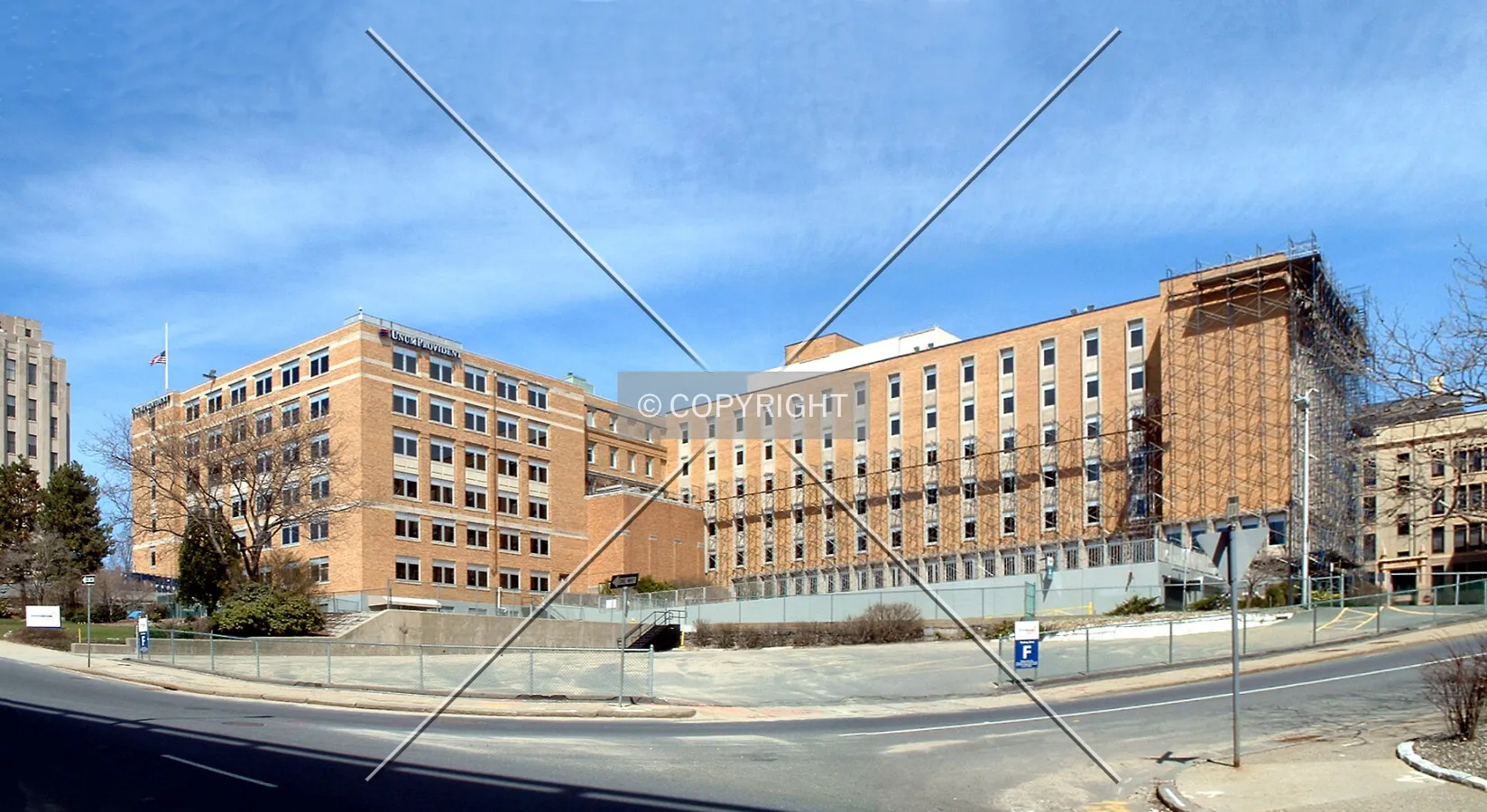 View from the southeast across Elm Street