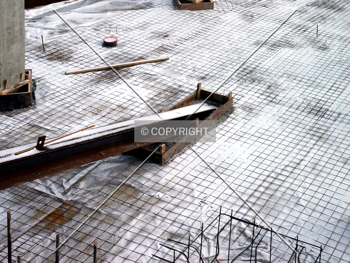 Rebar grid on the basement floor