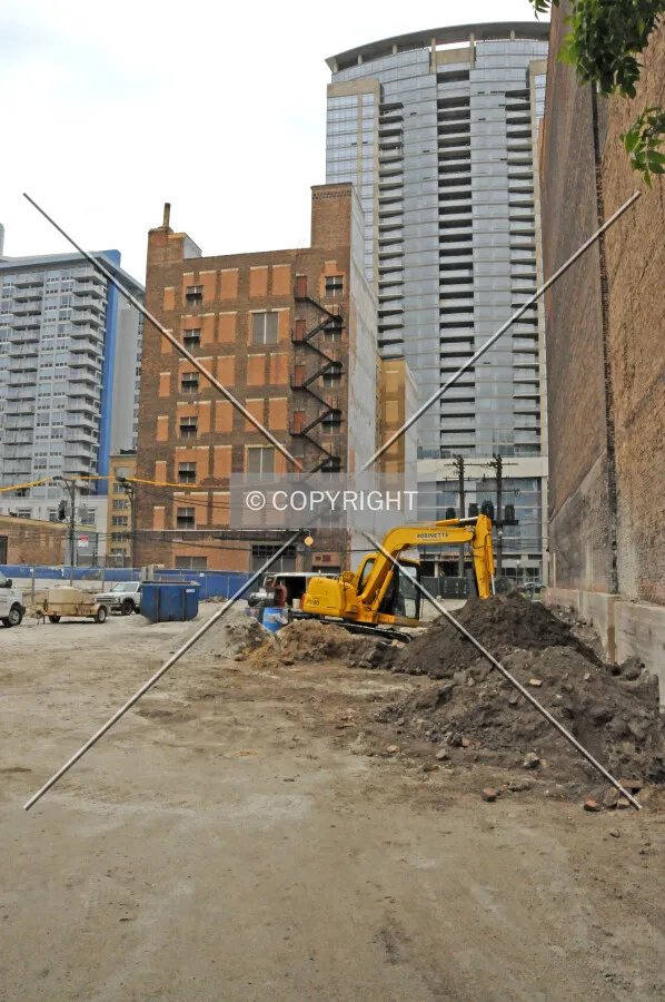 Looking east across the site from Wabash Avenue