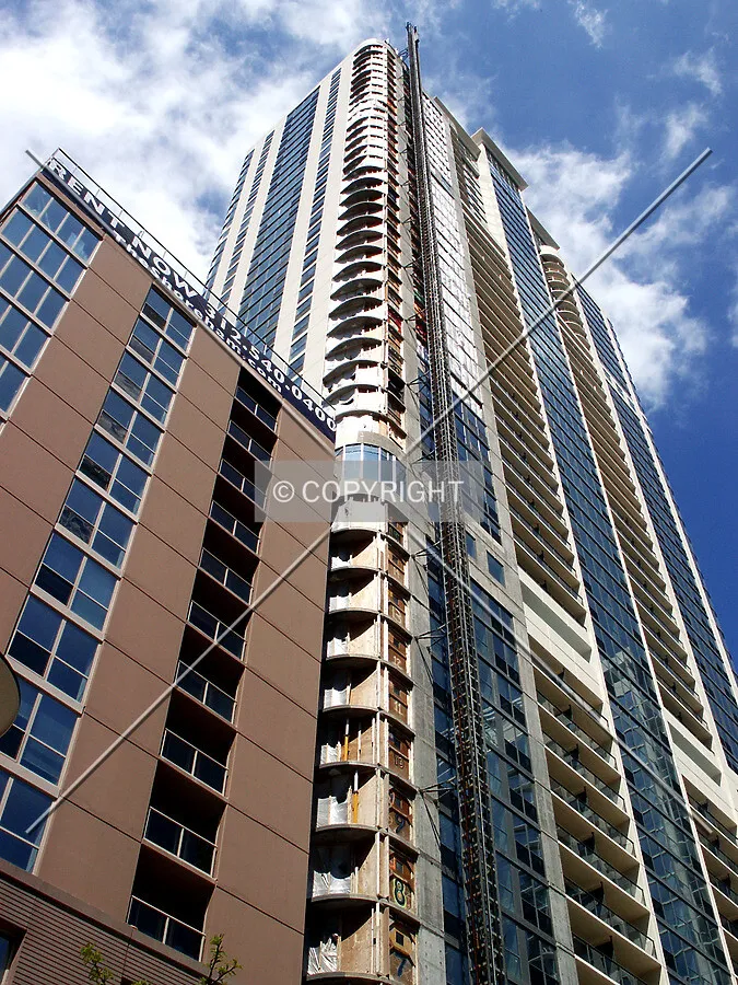 Looking up the southwest corner