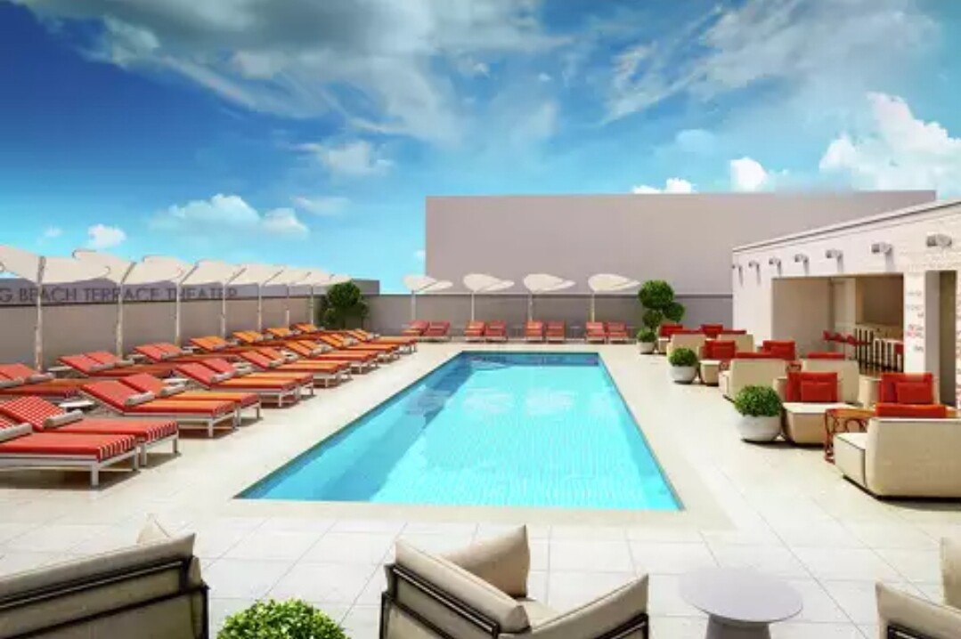 A rendering of the rooftop pool