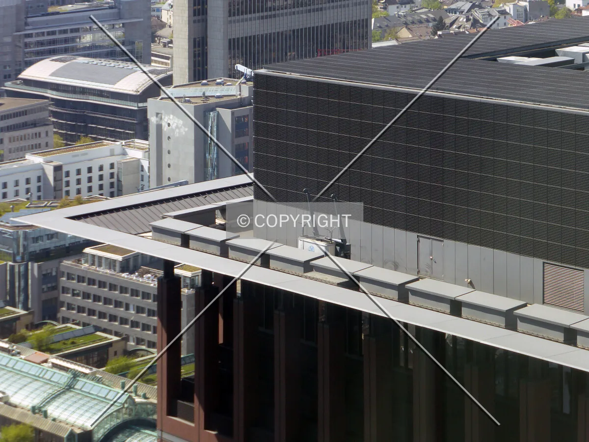 Roof detail including a BMU (building maintenance unit)