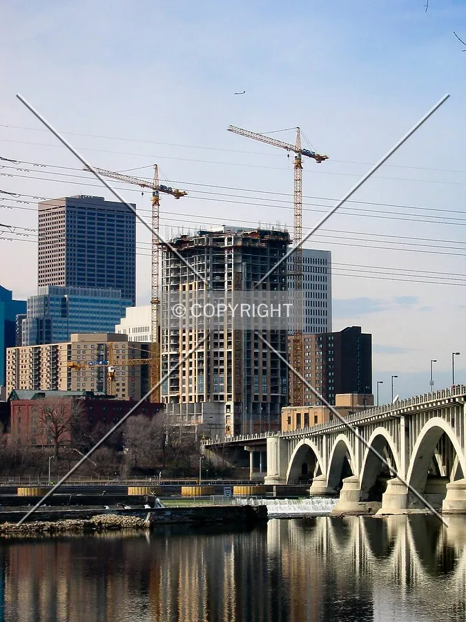 View to the southwest across the Mississippi River, with the 3rd Avenue Bridge
