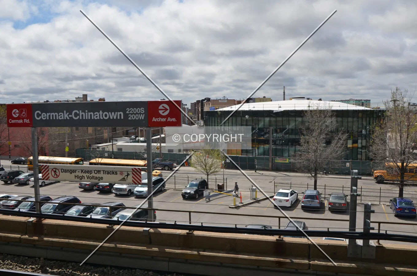 Viewed from the CTA Cermak-Chinatown elevated station to the east; April 30, 2015.