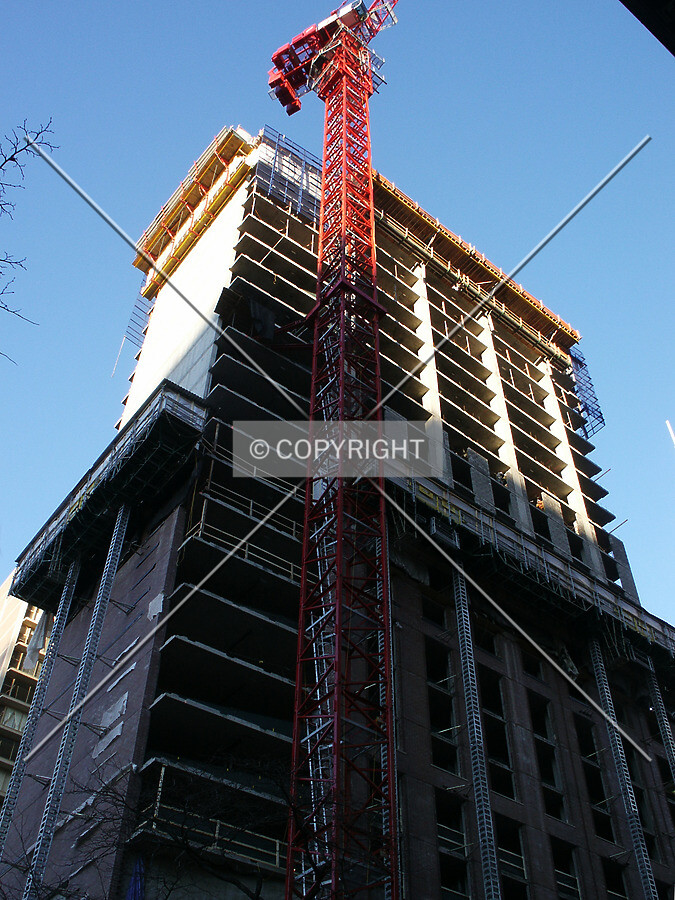 Looking up the southwest corner