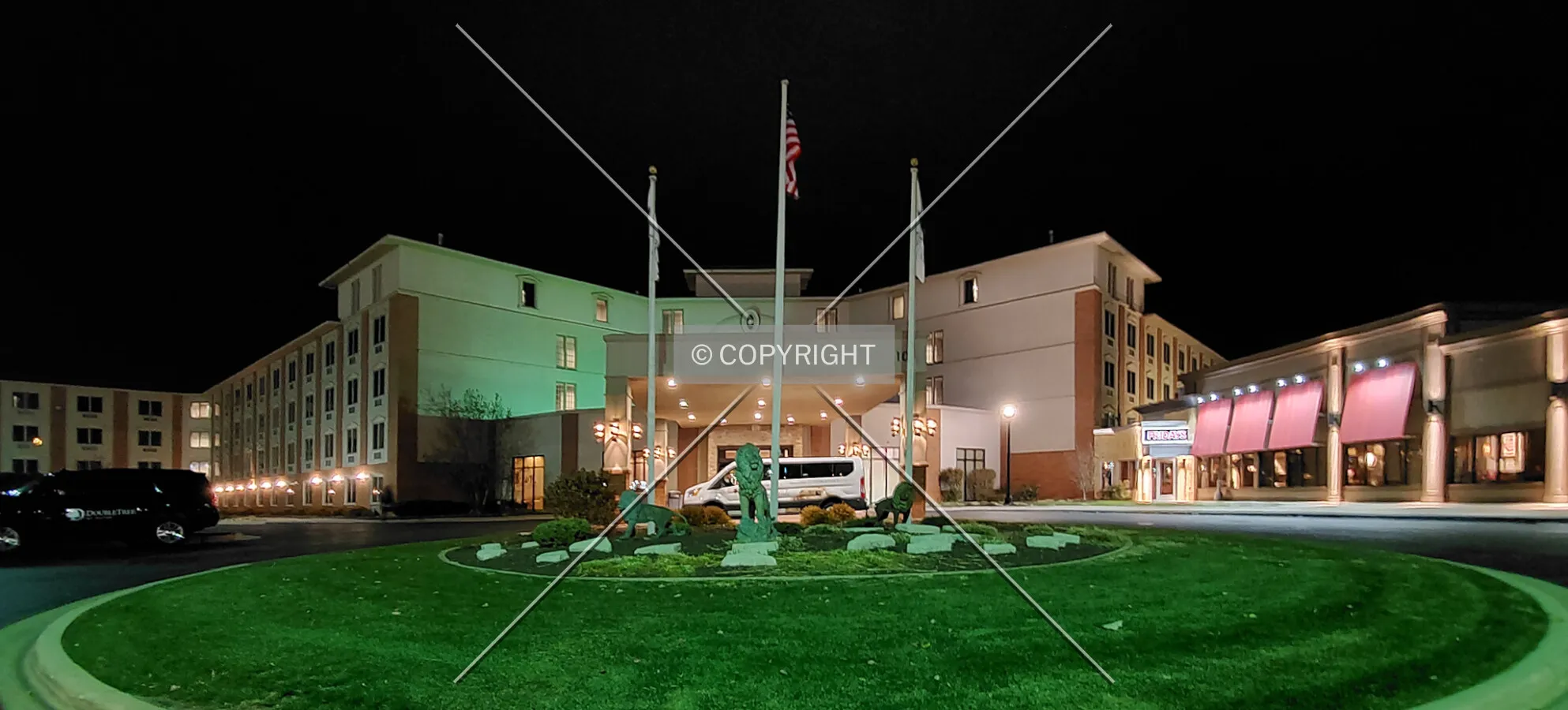 Night view from the south; November 9, 2019