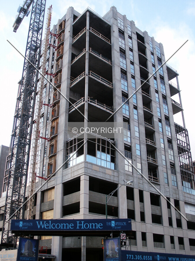 Looking up the southeast corner