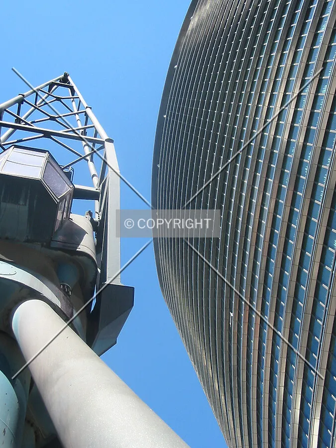 Looking up from beneath a dockside crane