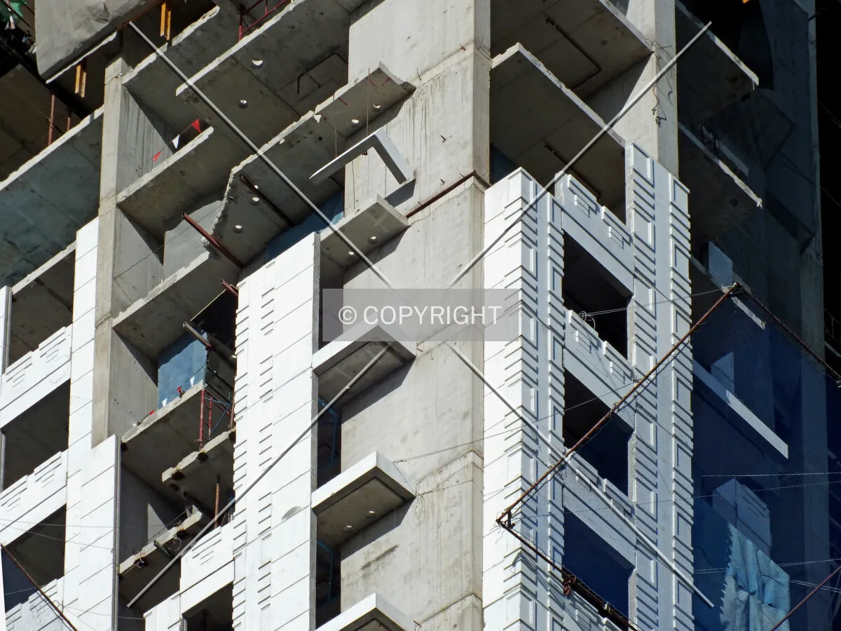 Detailed view of the facade as seen from Phetcharburi Road