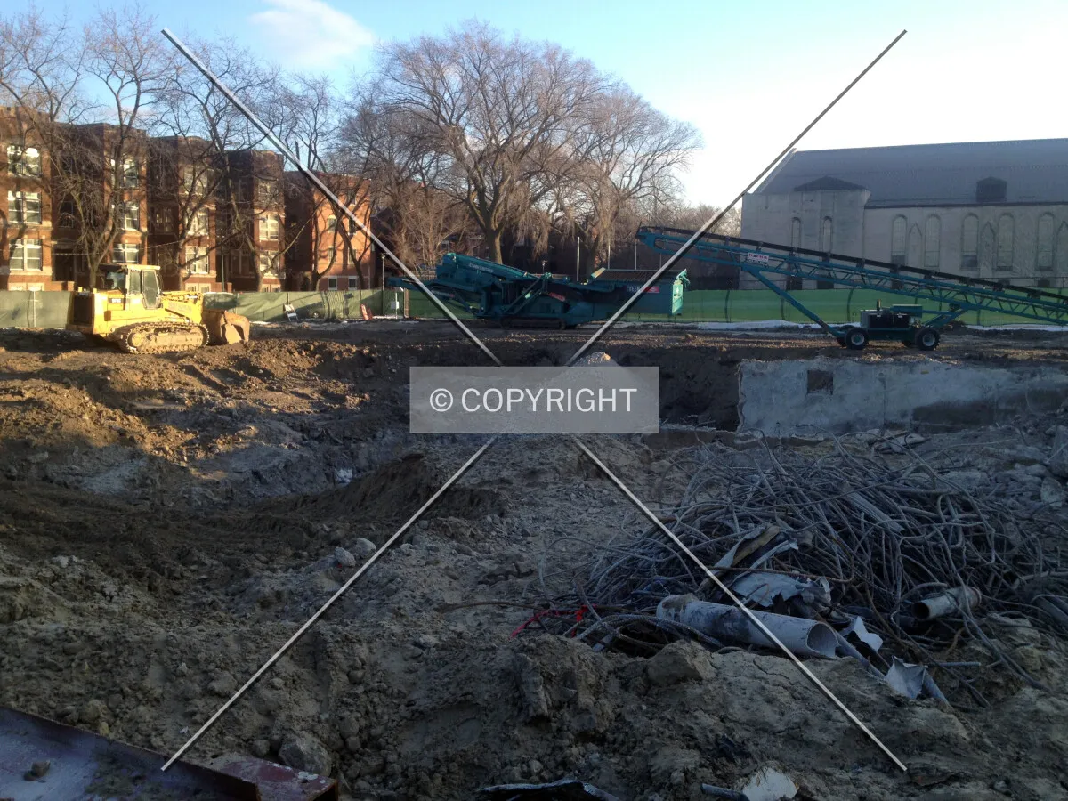 Rubble remaining on the site after demolition