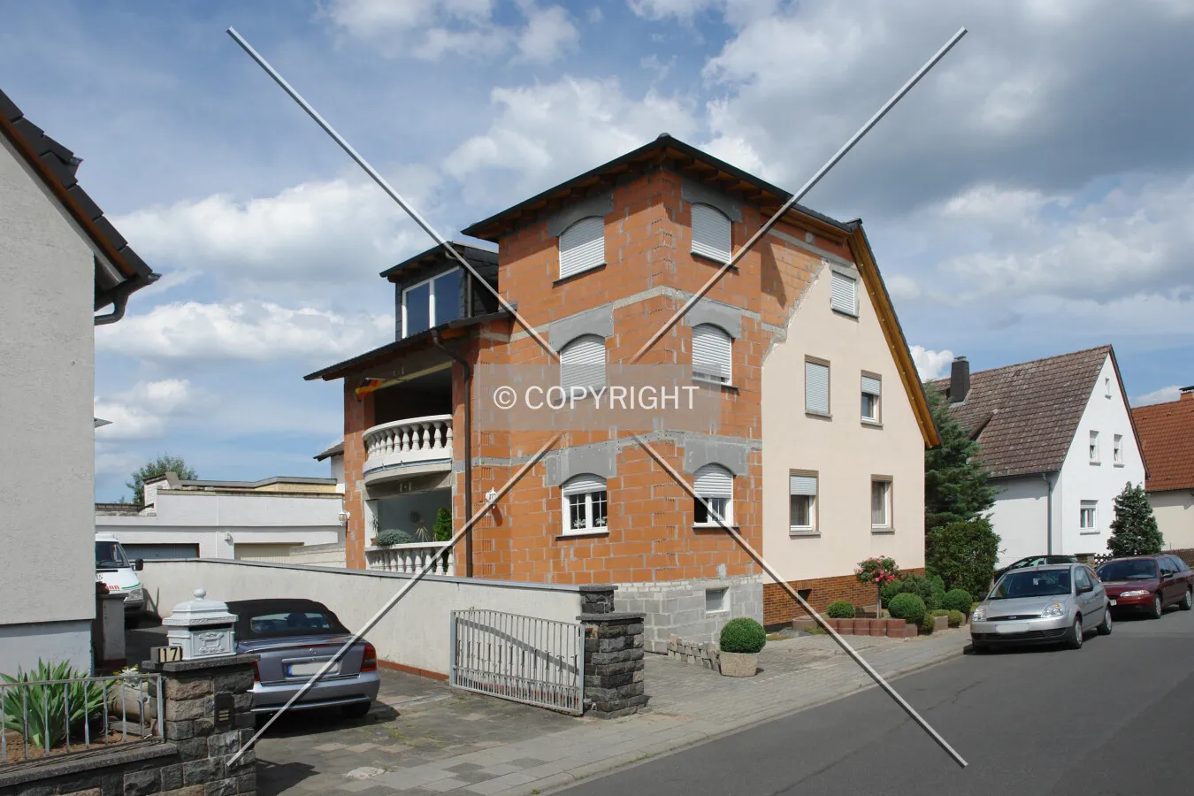 A house that has been expanded by additional residential space